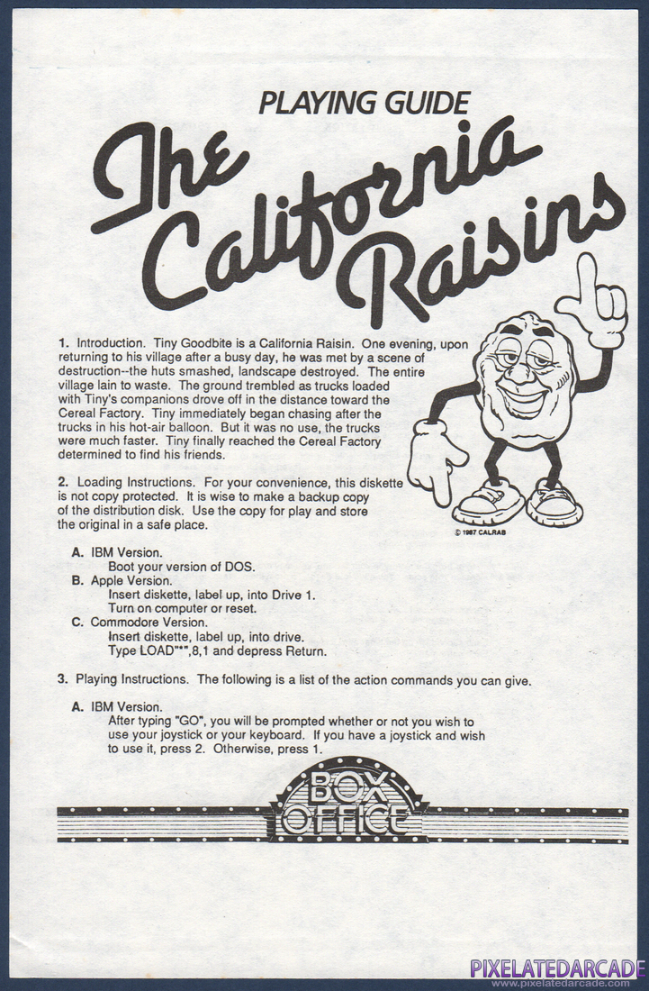 The California Raisins: Instruction Manual - Front