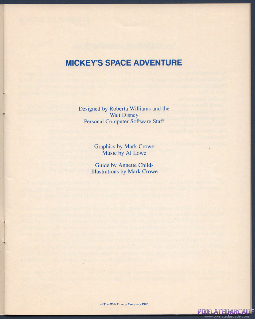 Mickey's Space Adventure: Instruction Manual - Page 2