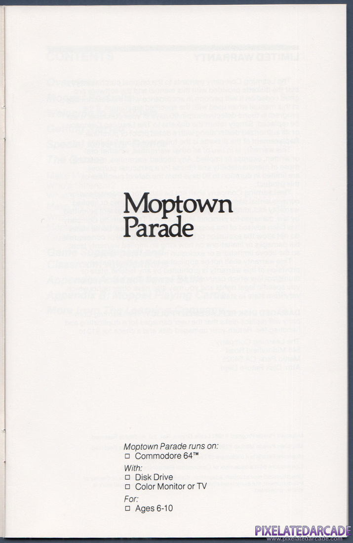 Moptown Parade: Instruction Manual - Page 1