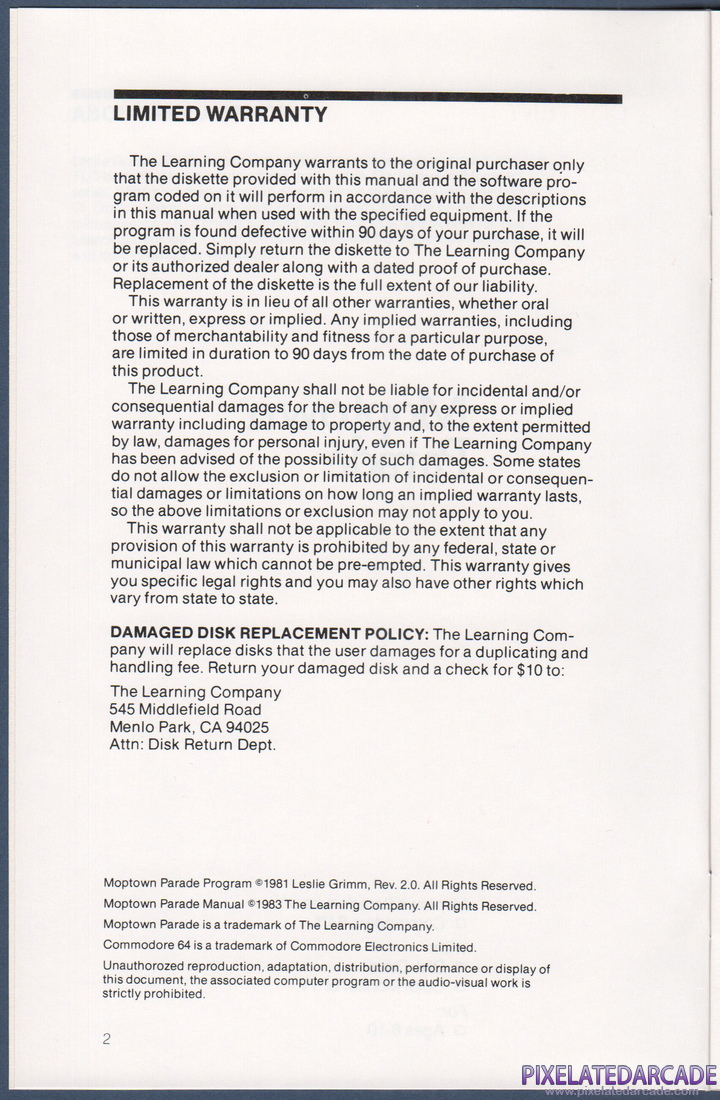 Moptown Parade: Instruction Manual - Page 2
