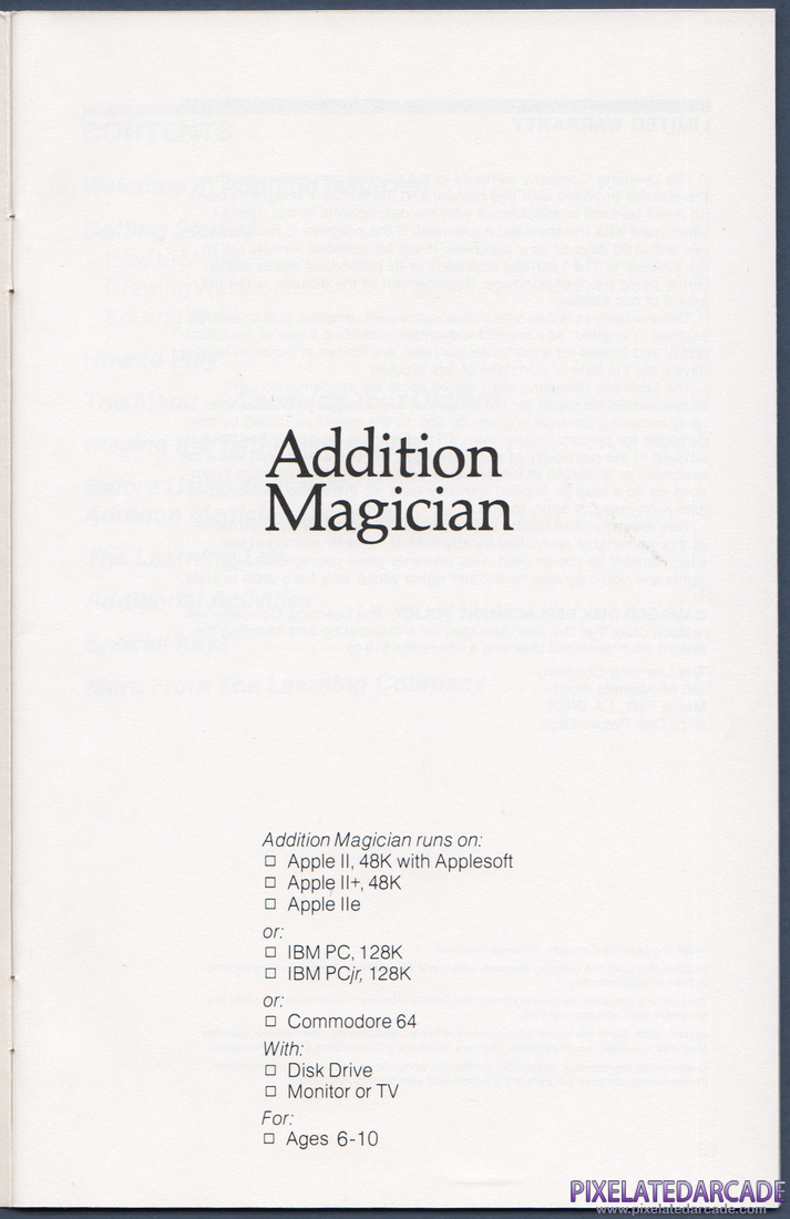 Addition Magician: Instruction Manual - Page 1