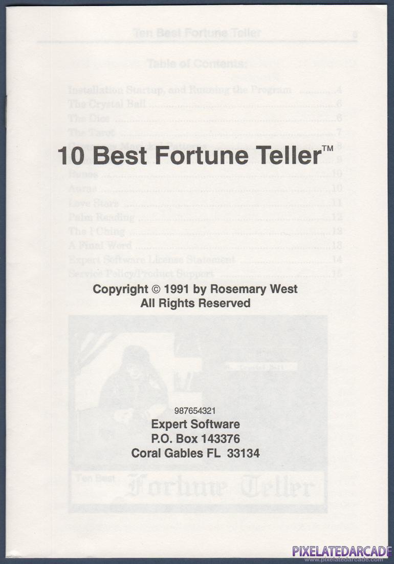 10 Best Fortune Teller: Instruction Manual - Page 1