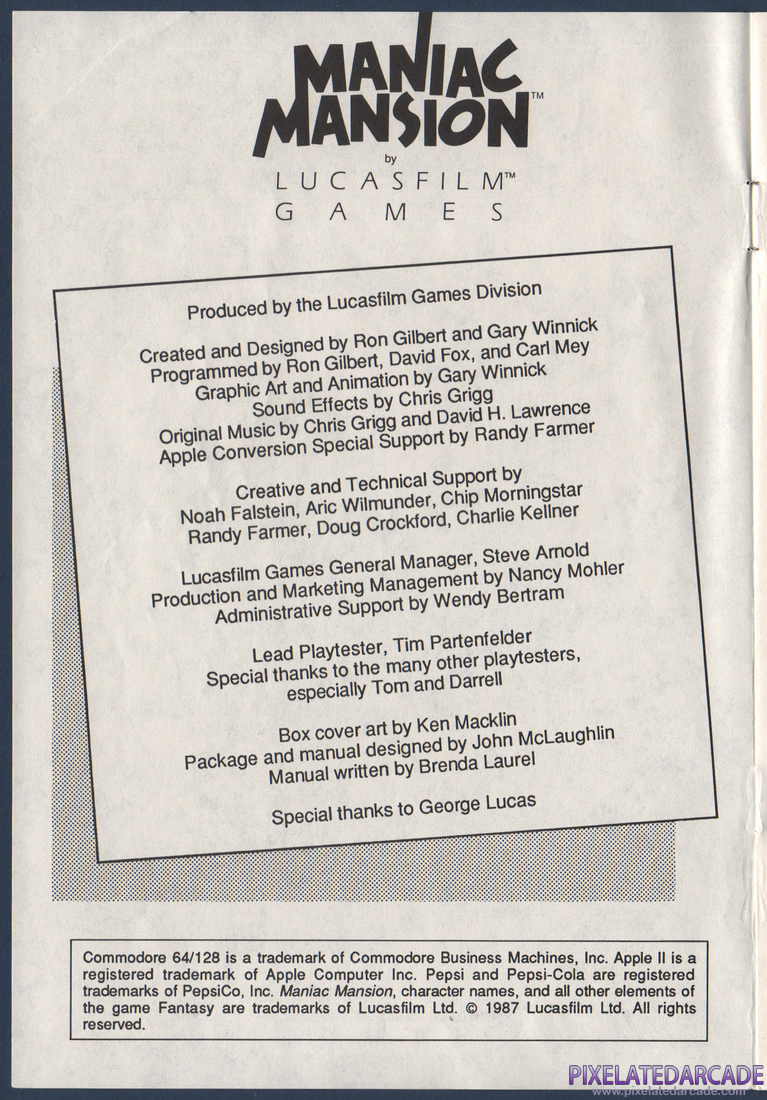 Maniac Mansion: Instruction Manual - Page 2