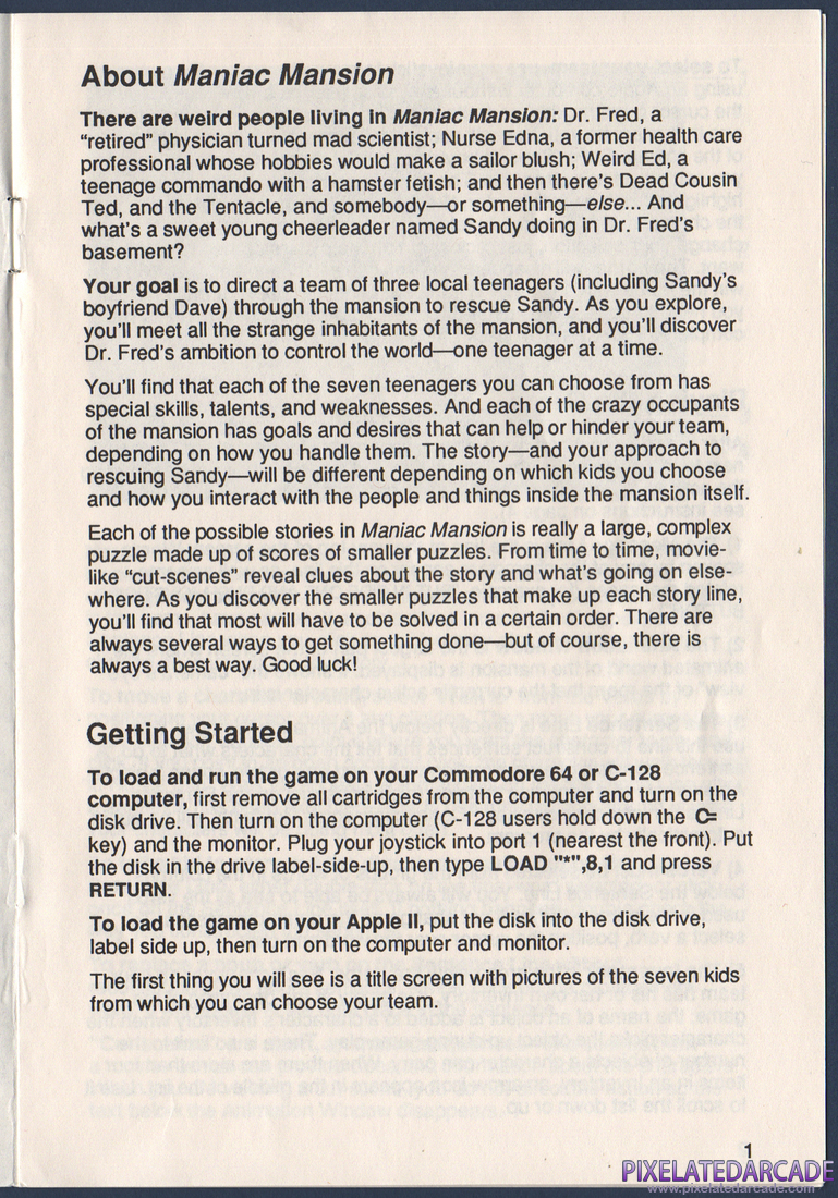 Maniac Mansion: Instruction Manual - Page 3