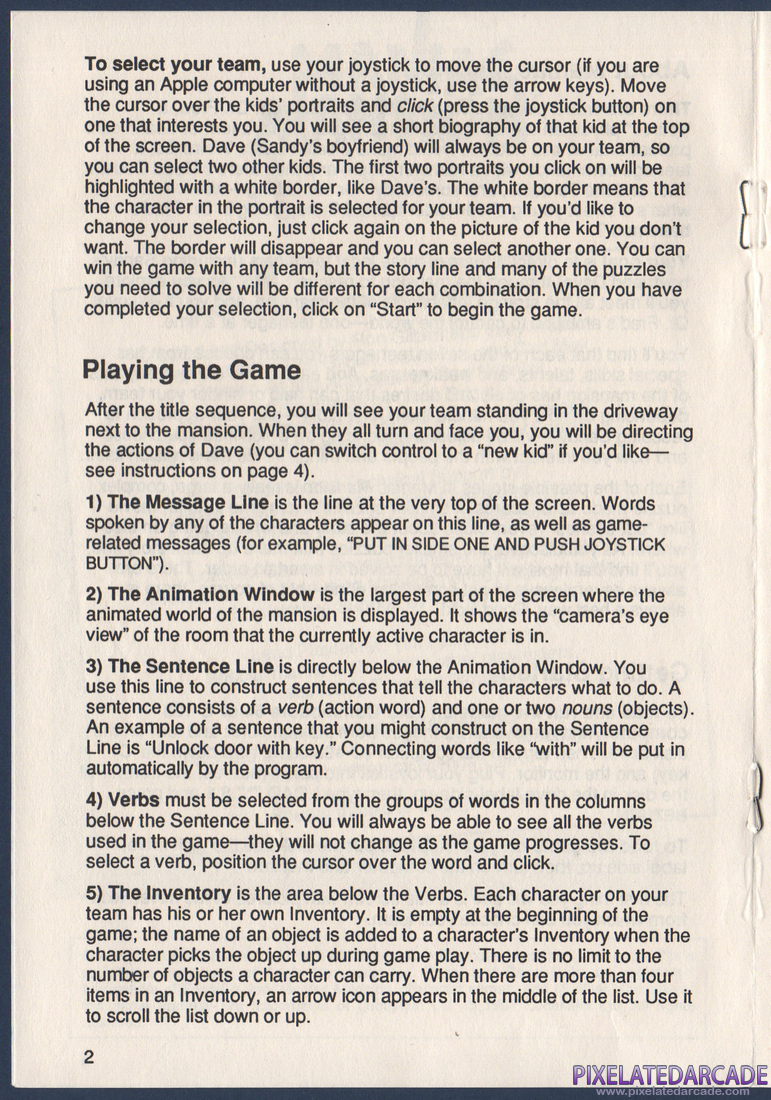 Maniac Mansion: Instruction Manual - Page 4