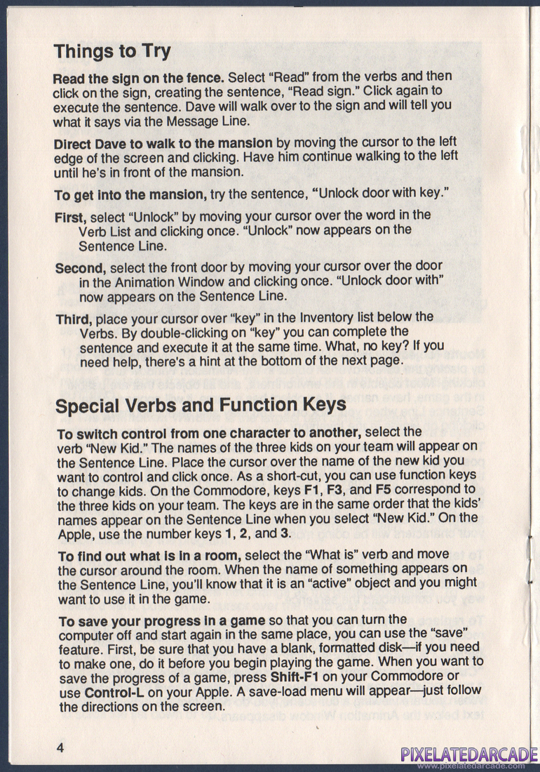 Maniac Mansion: Instruction Manual - Page 6