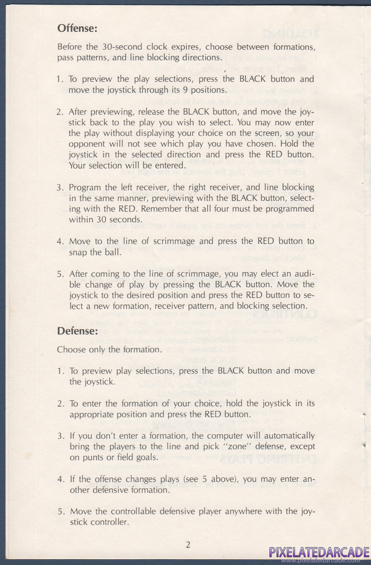Touchdown Football: Instruction Manual - Page 2