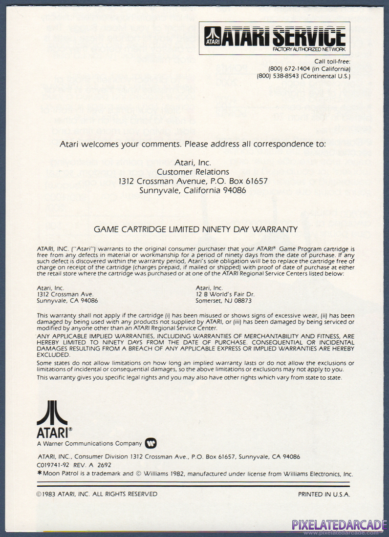 Moon Patrol: Instruction Manual - Page 4
