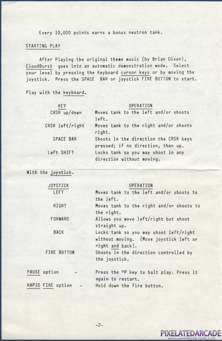Cloudburst: Instruction Manual - Page 2