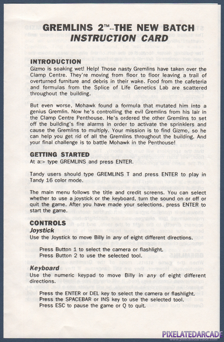 Gremlins 2: The New Batch: Instruction Manual - Page 1