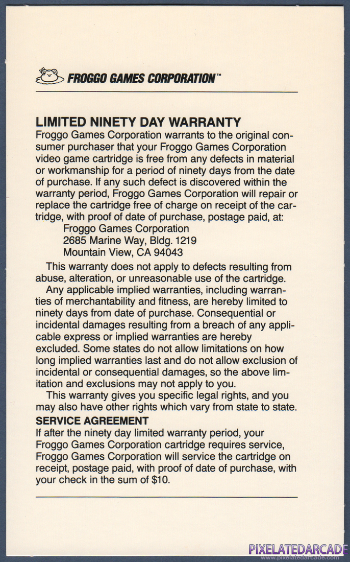 Exocet: Instruction Manual - Warranty Card
