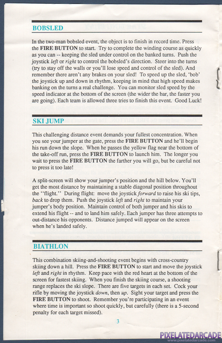 Winter Games: Instruction Manual - Page 3
