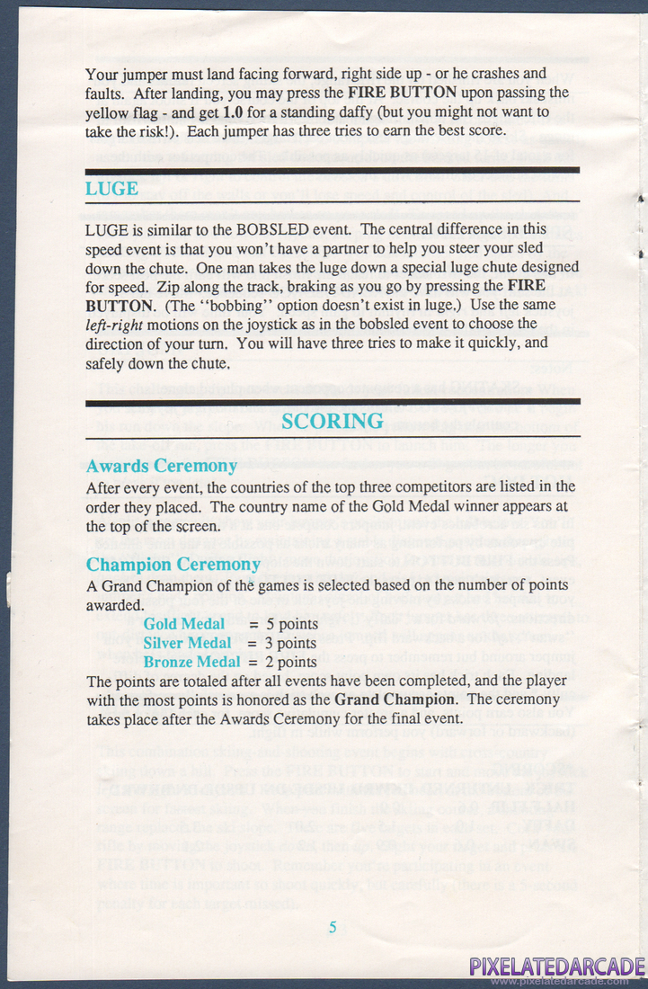 Winter Games: Instruction Manual - Page 5