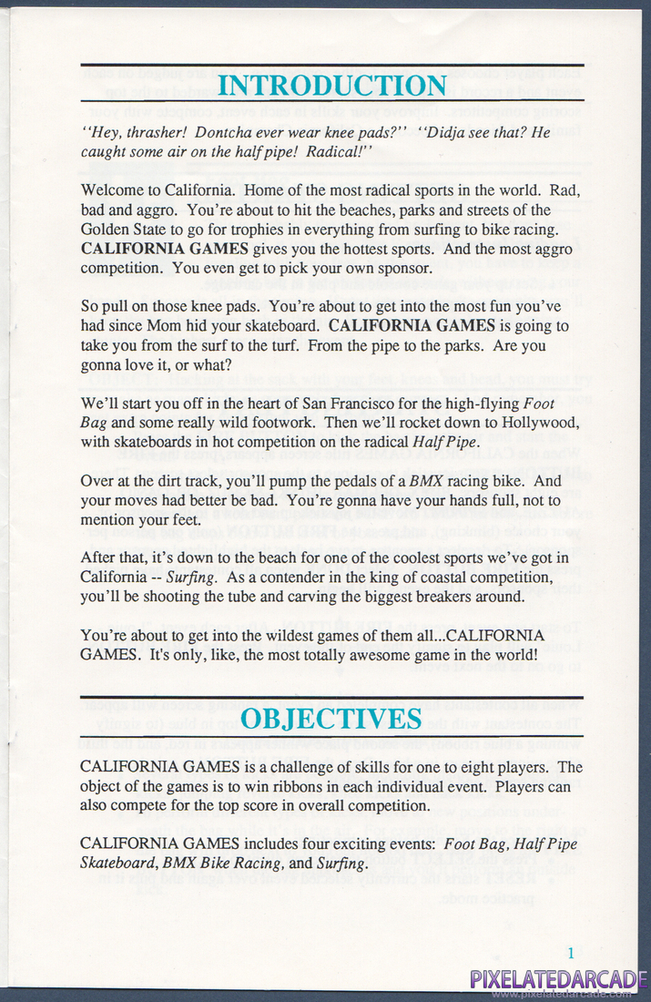 California Games: Instruction Manual - Page 1