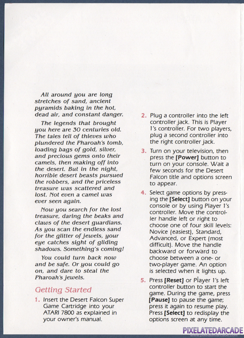Desert Falcon: Instruction Manual - Page 2