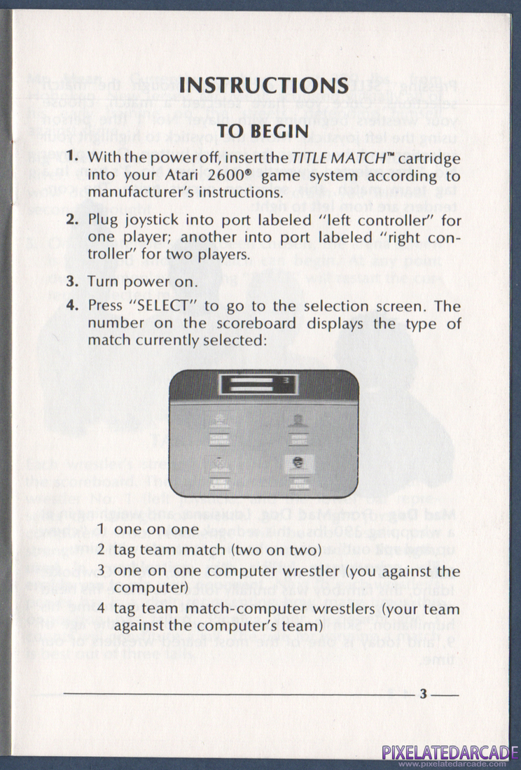 Title Match Pro Wrestling: Instruction Manual - Page 3