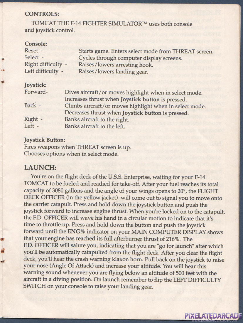 Tomcat: The F-14 Fighter Simulator: Instruction Manual - Page 5