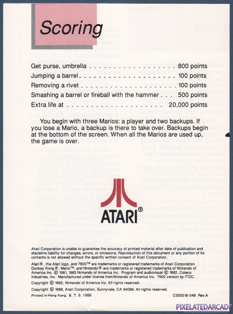 Donkey Kong: Instruction Manual - Page 3