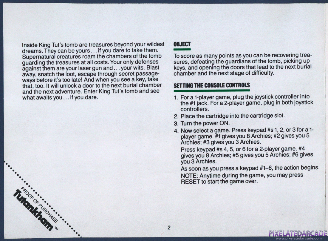 Tutankham: Instruction Manual - Page 2