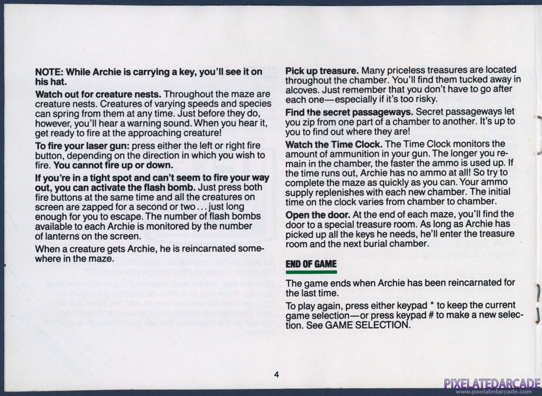 Tutankham: Instruction Manual - Page 4