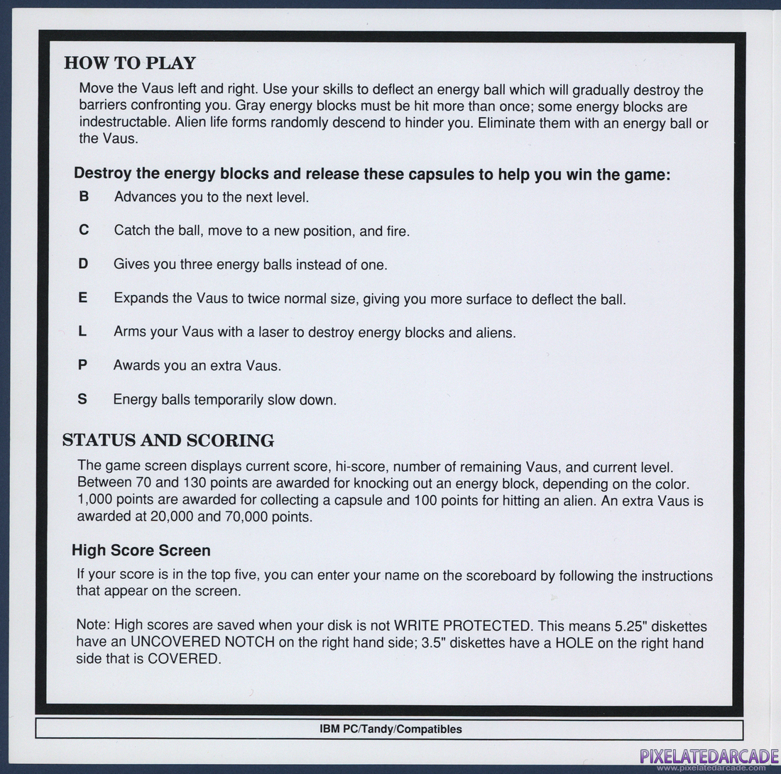 Arkanoid: Instruction Manual - Page 5