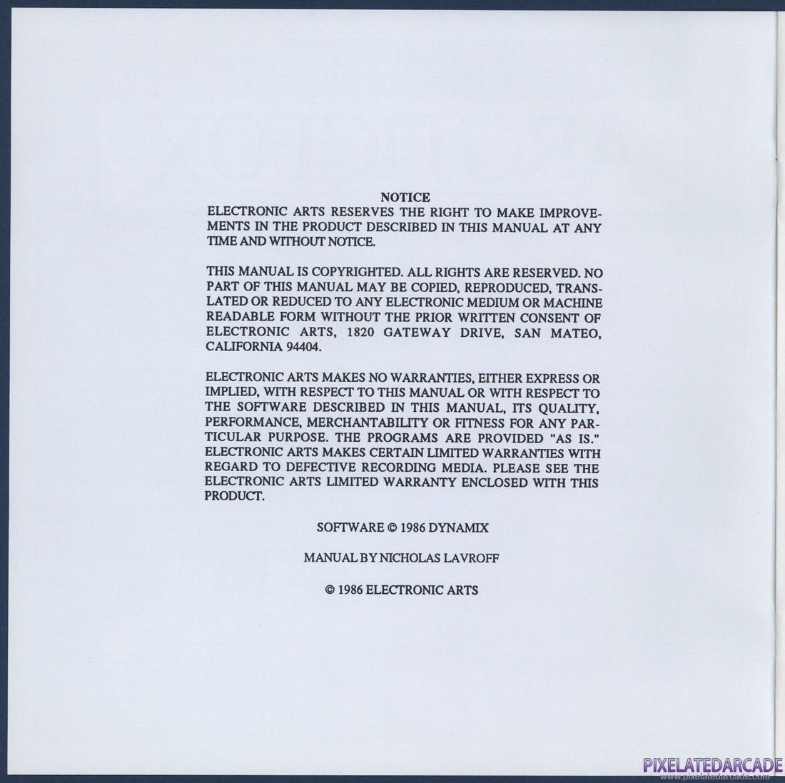 Arcticfox: Instruction Manual - Front Inside Cover