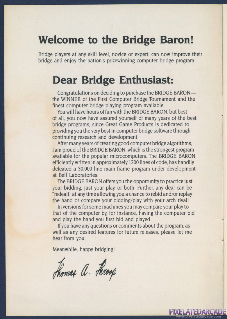 Tom Throop's Bridge Baron: Instruction Manual - Page 2