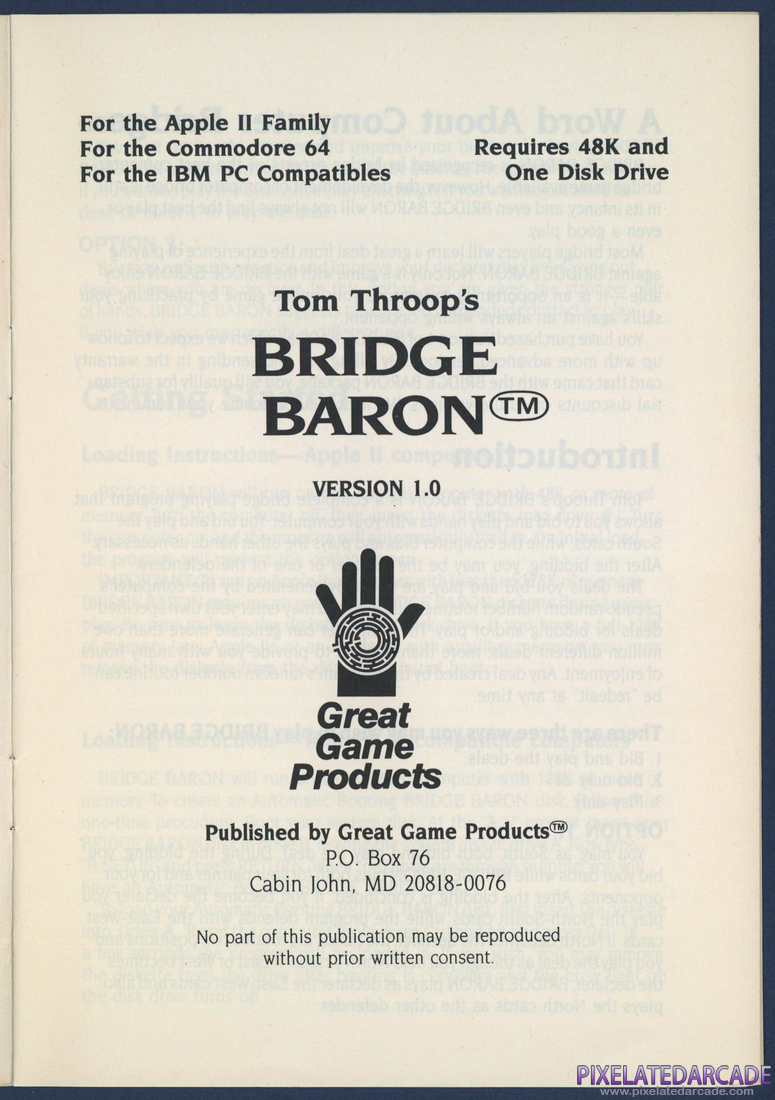 Tom Throop's Bridge Baron: Instruction Manual - Page 3