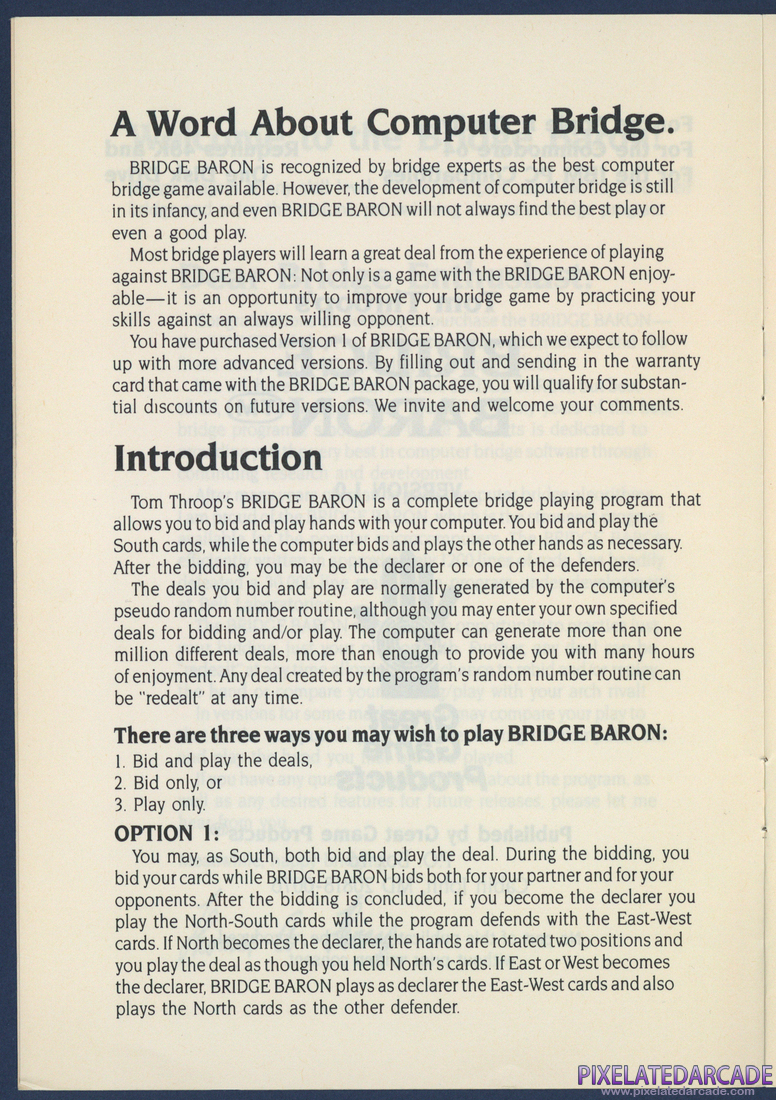 Tom Throop's Bridge Baron: Instruction Manual - Page 4