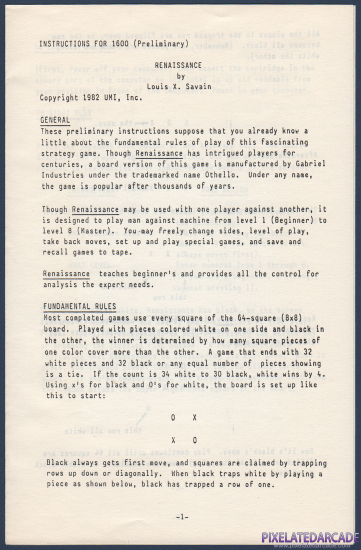 Renaissance: Instruction Manual - Page 1