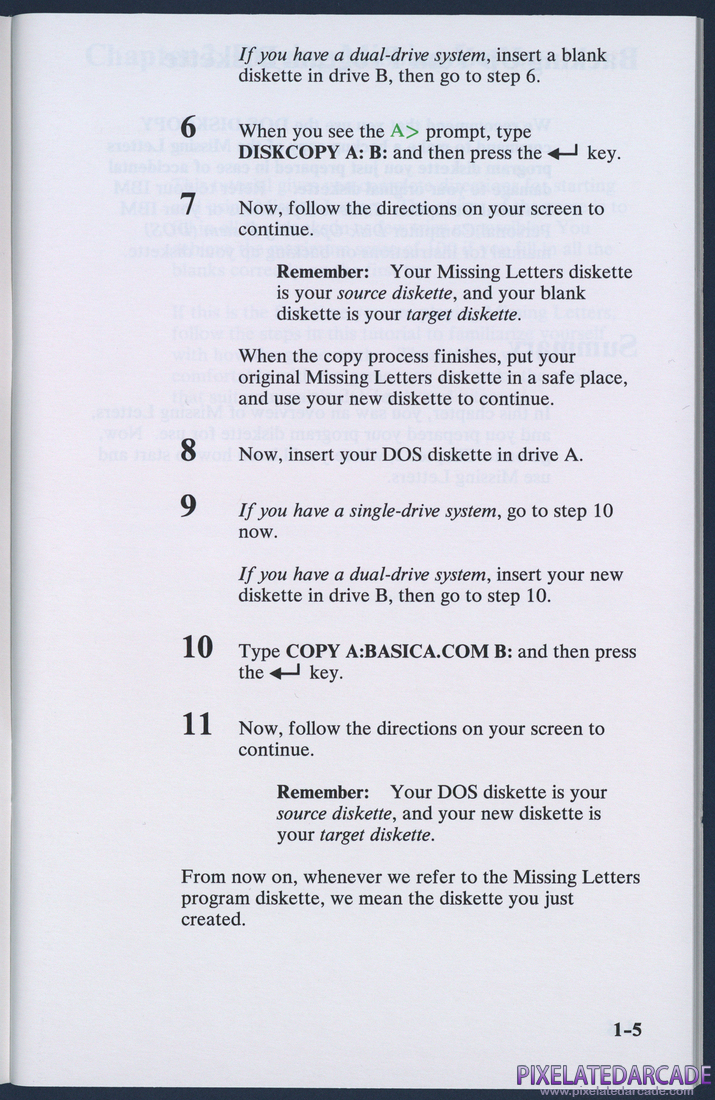 Missing Letters: Instruction Manual - Page 1-5