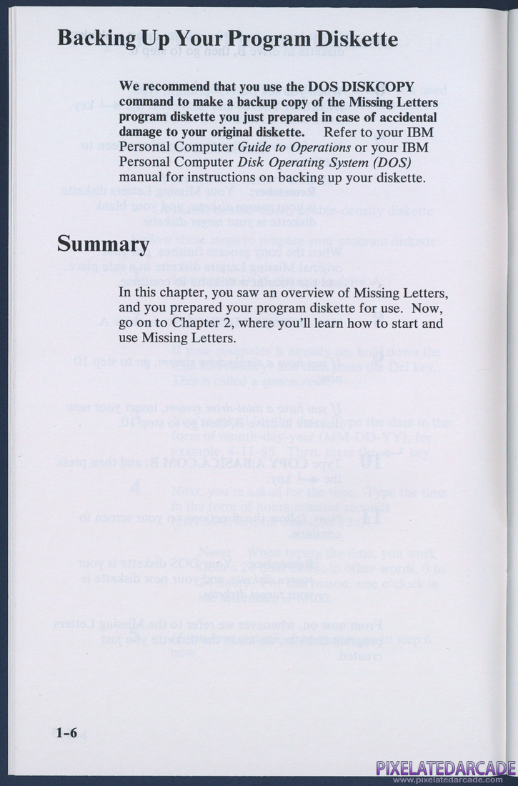 Missing Letters: Instruction Manual - Page 1-6