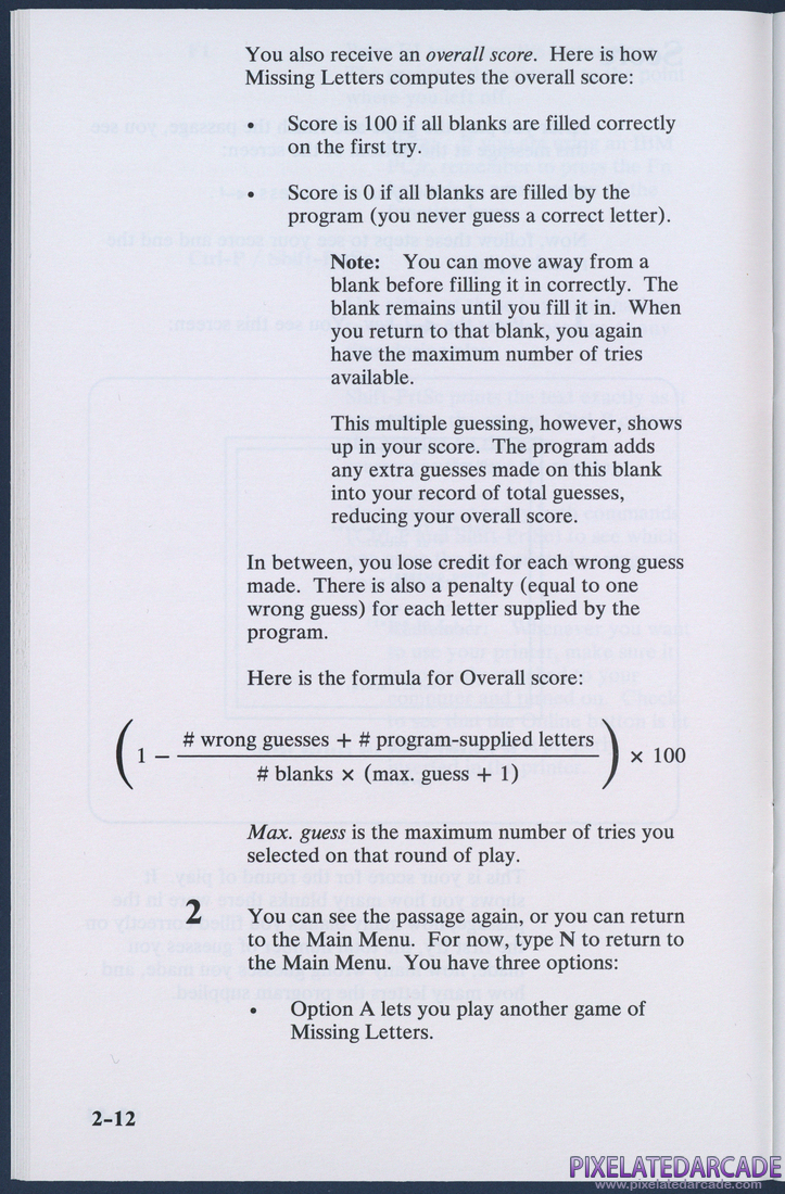 Missing Letters: Instruction Manual - Page 2-12