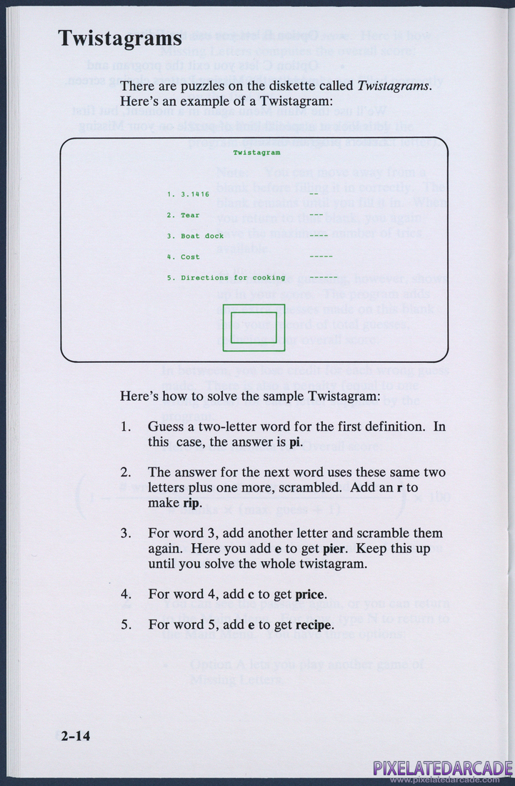 Missing Letters: Instruction Manual - Page 2-14