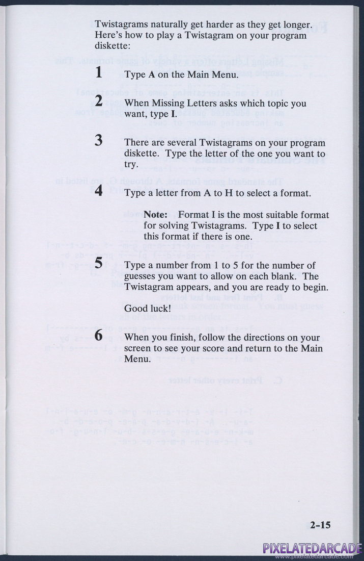 Missing Letters: Instruction Manual - Page 2-15