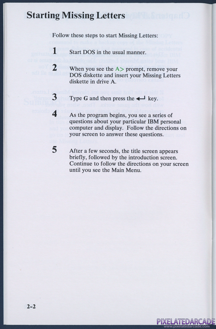 Missing Letters: Instruction Manual - Page 2-2