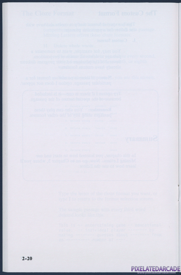 Missing Letters: Instruction Manual - Page 2-20