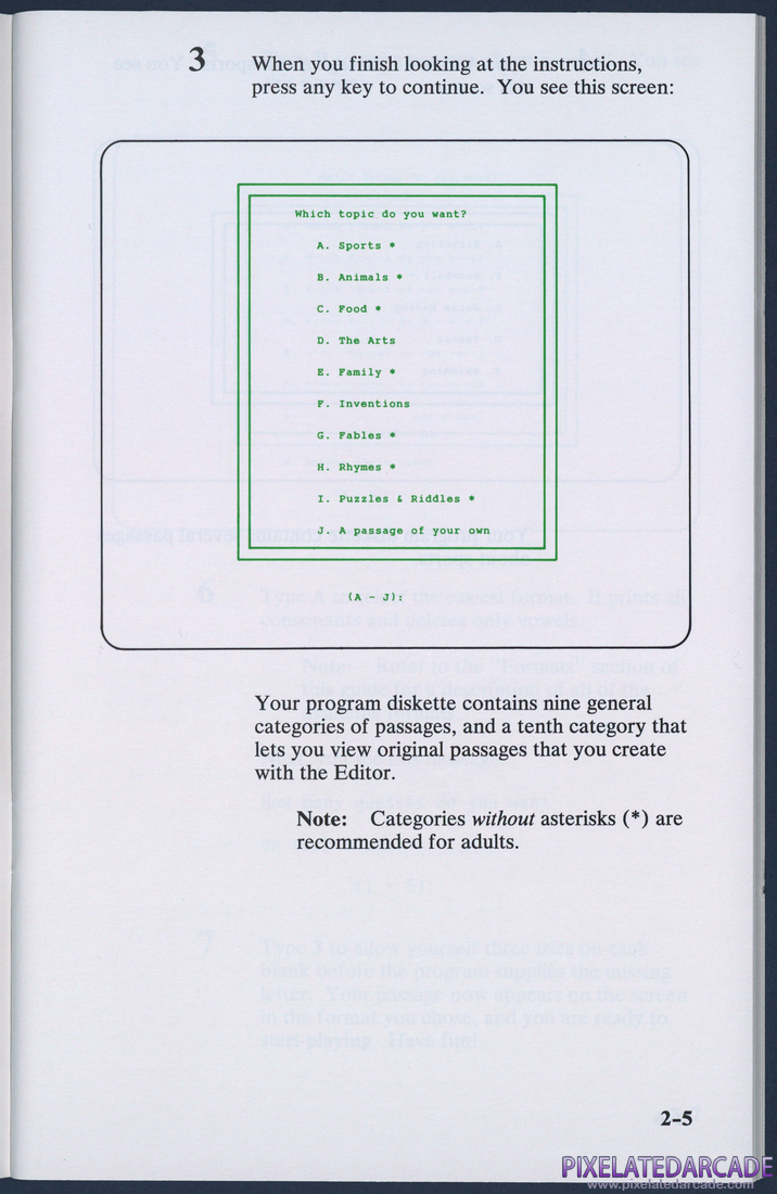 Missing Letters: Instruction Manual - Page 2-5