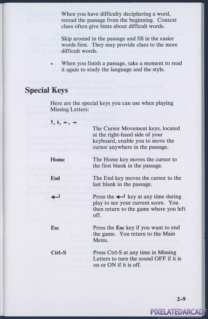 Missing Letters: Instruction Manual - Page 2-9