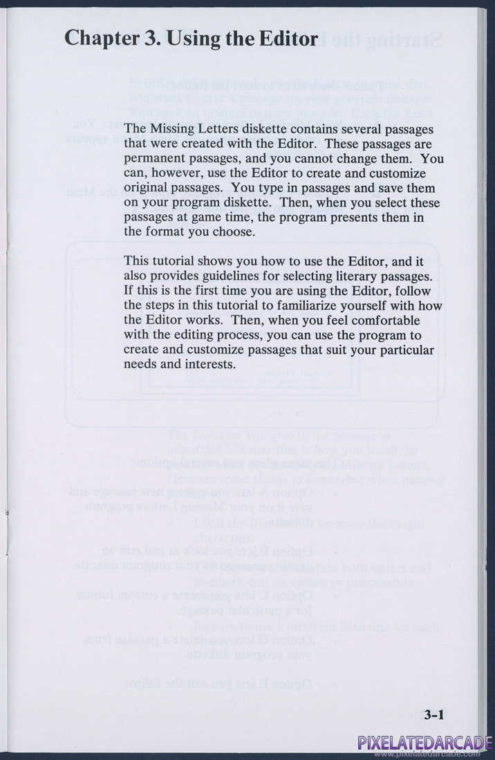 Missing Letters: Instruction Manual - Page 3-1