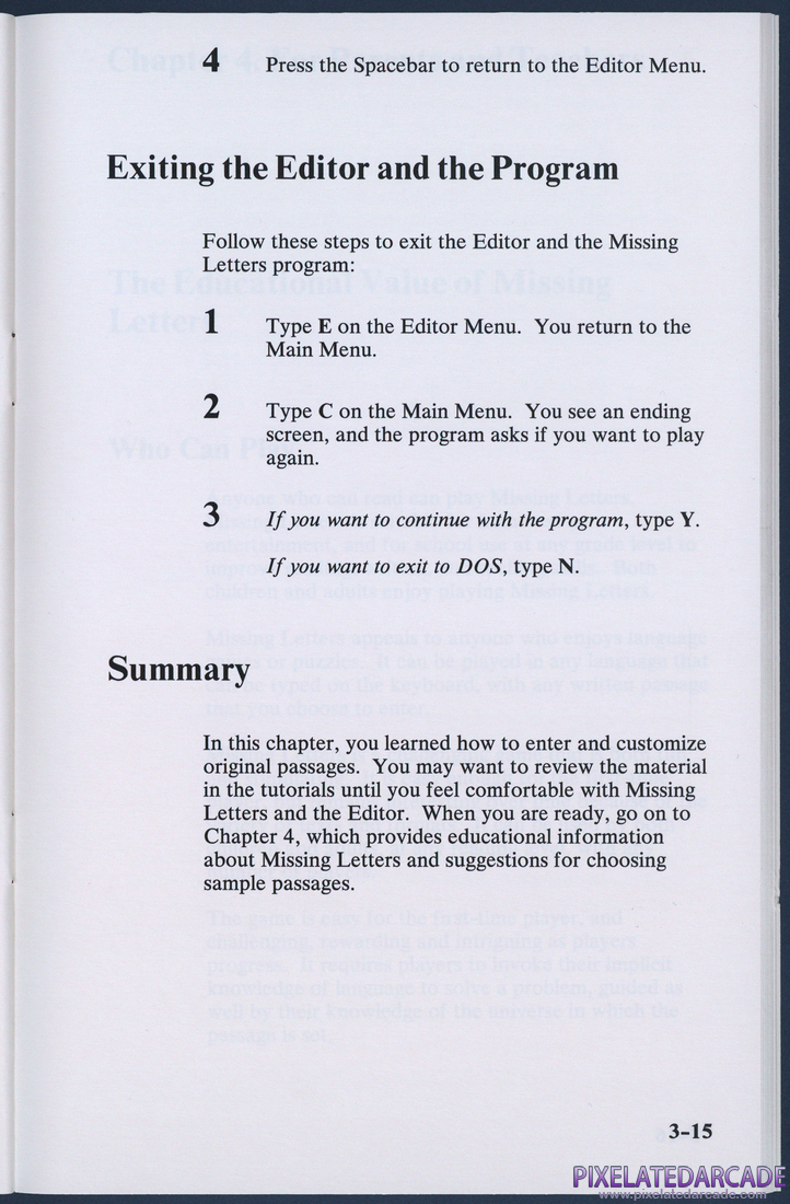 Missing Letters: Instruction Manual - Page 3-15