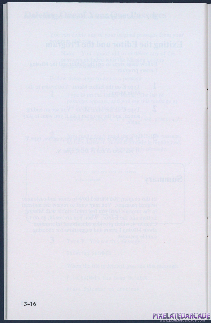 Missing Letters: Instruction Manual - Page 3-16