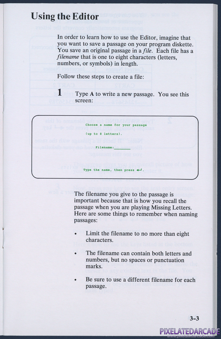 Missing Letters: Instruction Manual - Page 3-3
