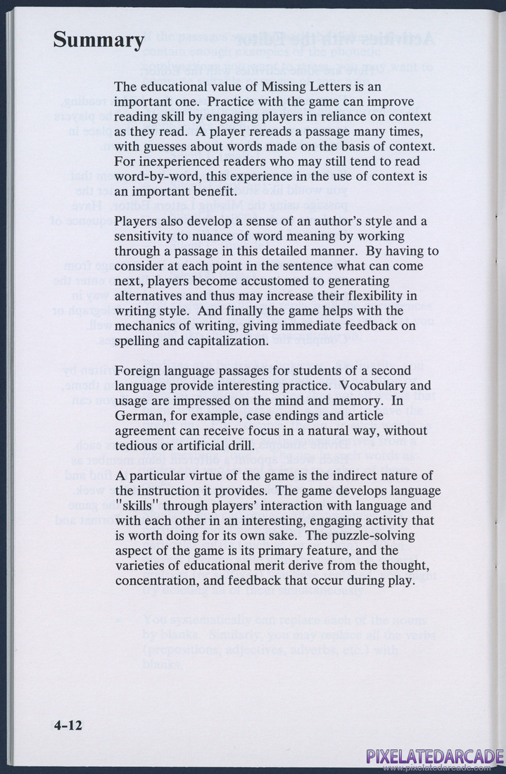 Missing Letters: Instruction Manual - Page 4-12