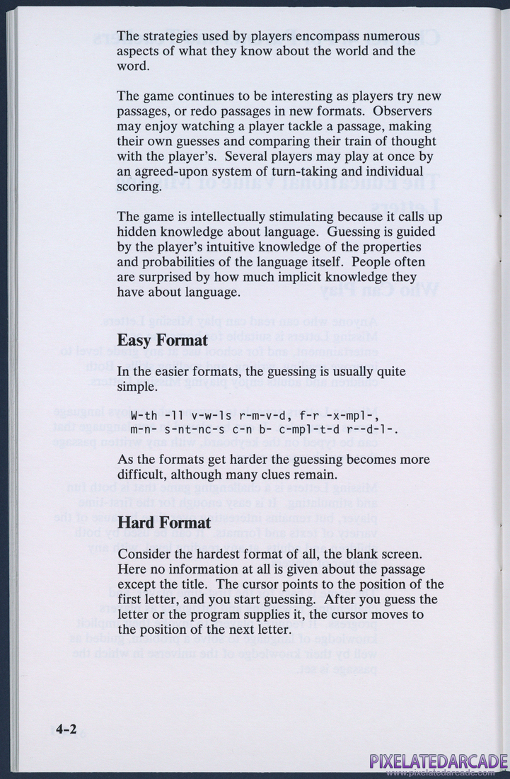Missing Letters: Instruction Manual - Page 4-2