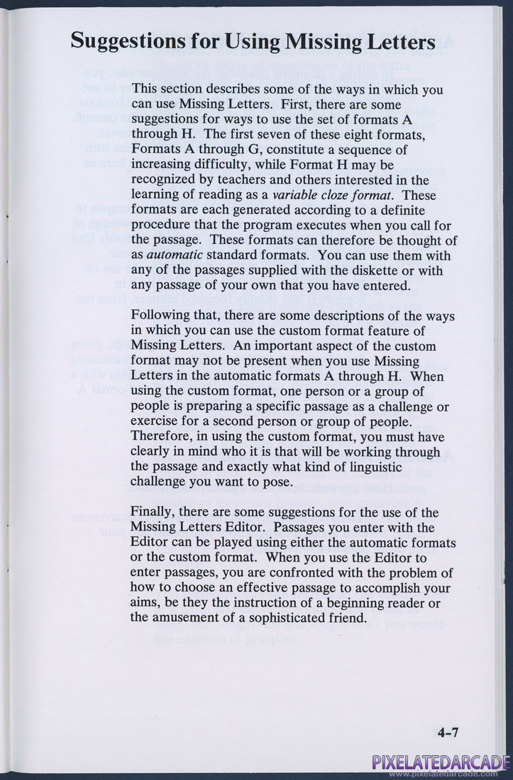 Missing Letters: Instruction Manual - Page 4-7
