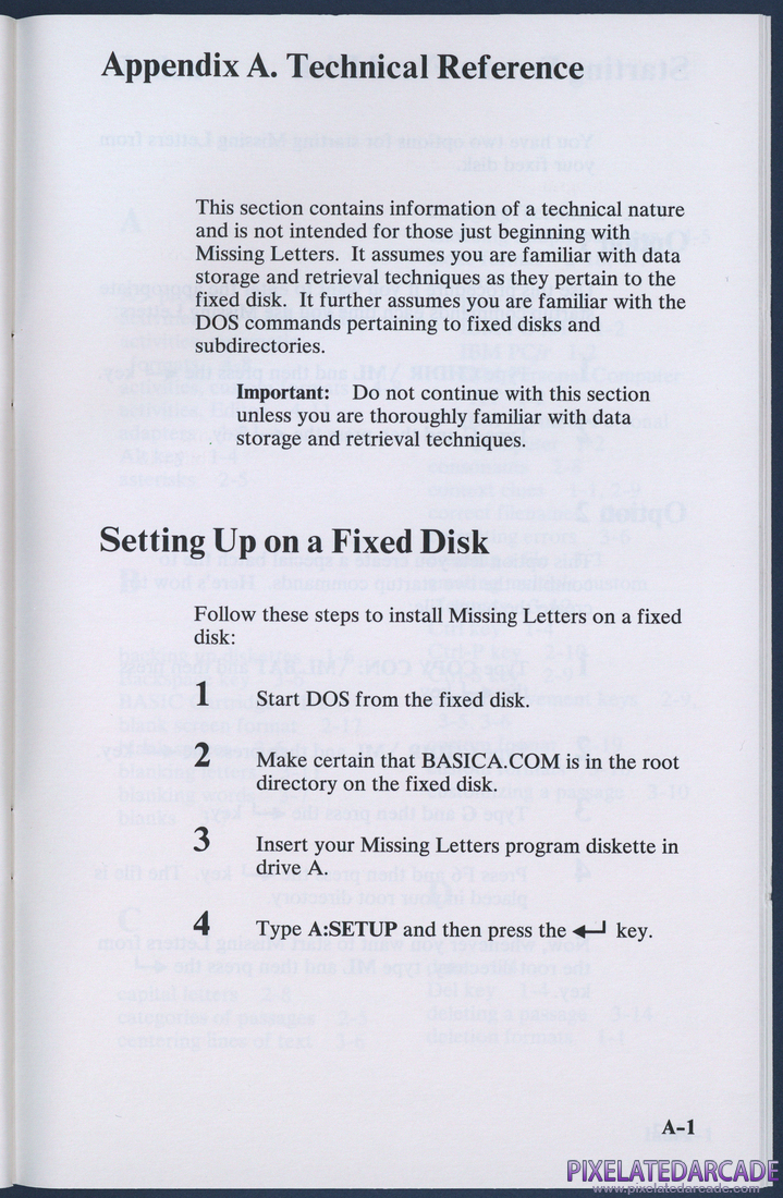 Missing Letters: Instruction Manual - Page A-1