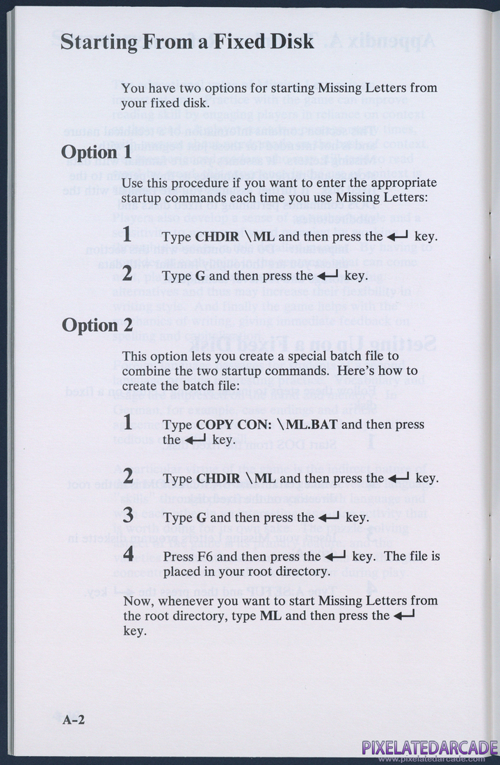 Missing Letters: Instruction Manual - Page A-2