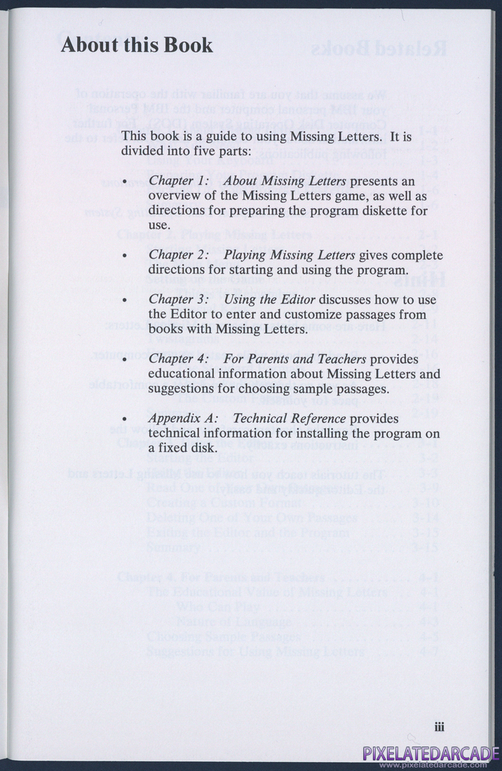Missing Letters: Instruction Manual - Page iii