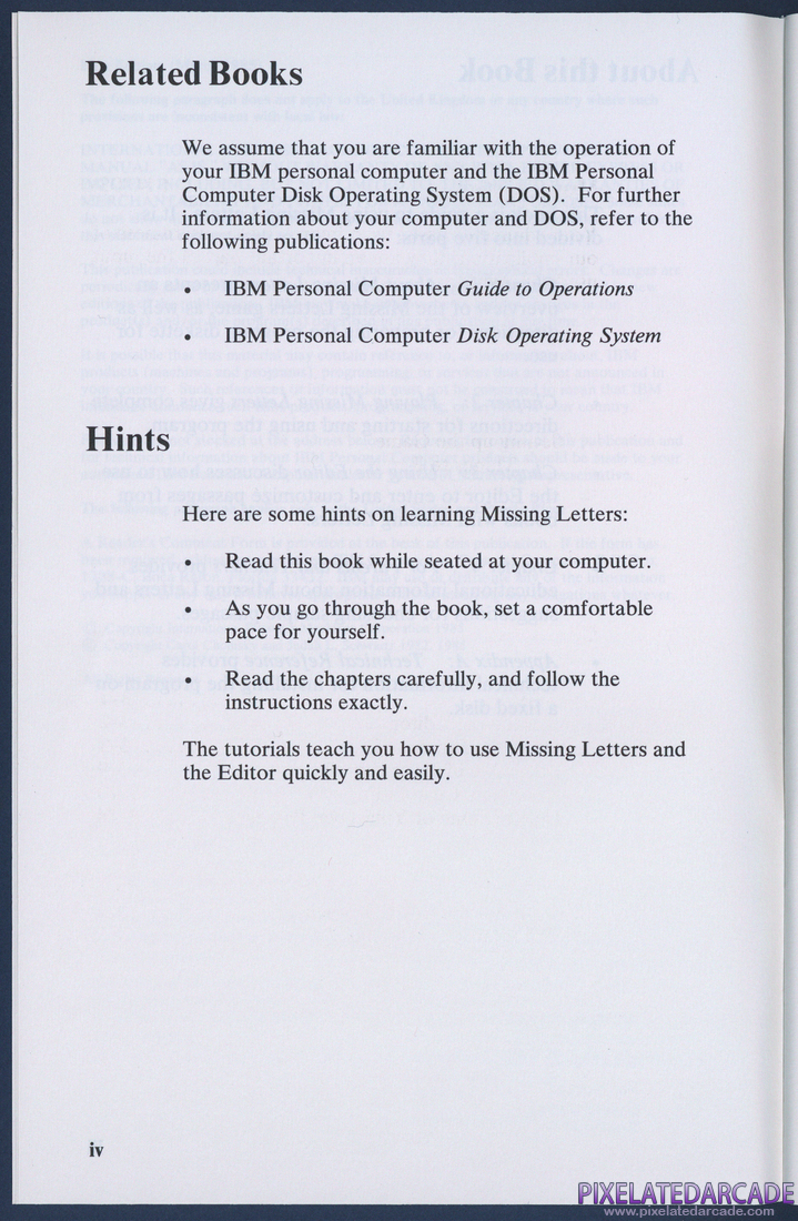 Missing Letters: Instruction Manual - Page iv